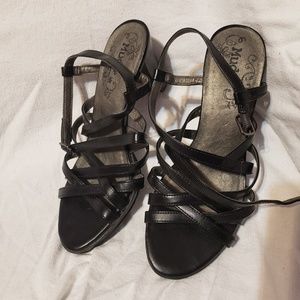 Mudd Strappy Black Buckle Heels Size 7M